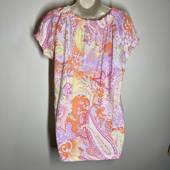 Lauren Ralph Lauren Puff Sleeve Paisley Print Peasant Blouse Pink Combo Size Med - Picture 8 of 11
